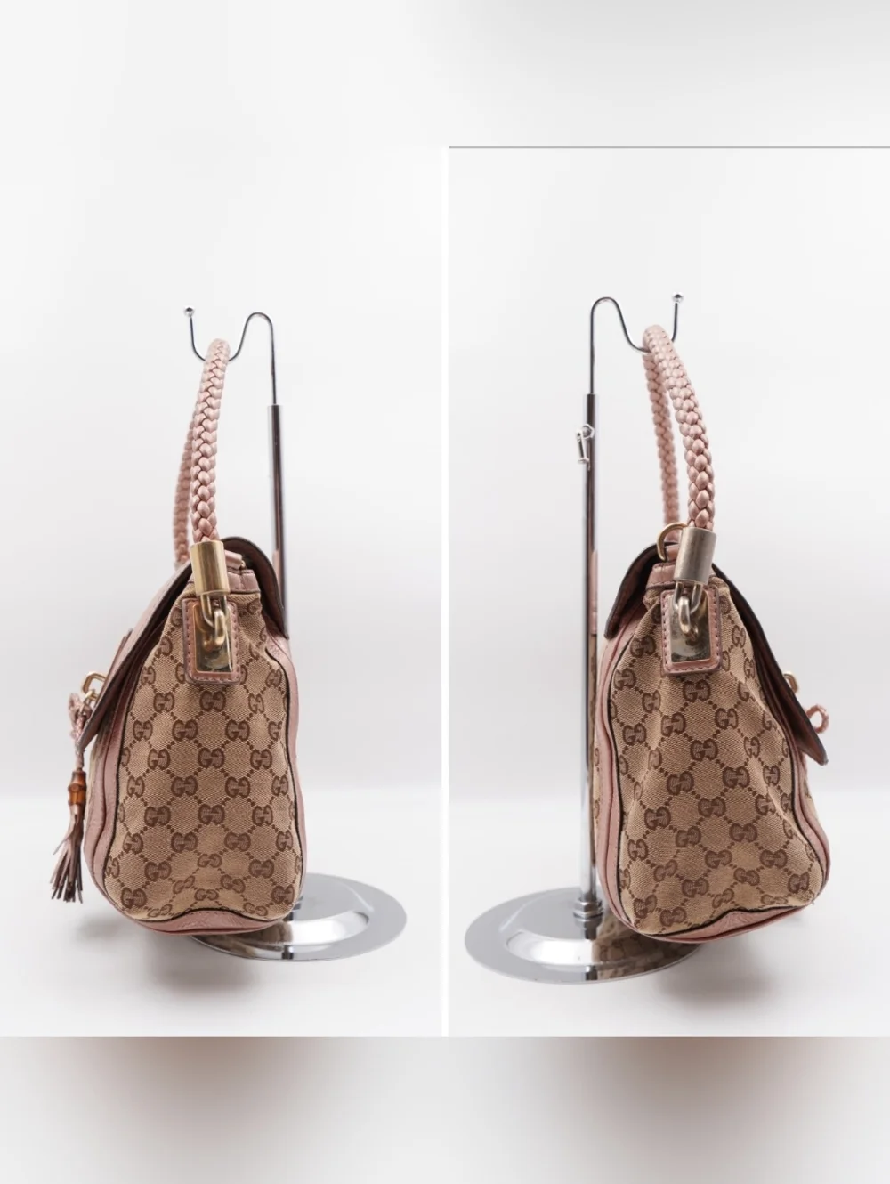 CH28 ❤️ GUCCI Monogram Bella Flap Bag Bamboo - Picture 5 of 16